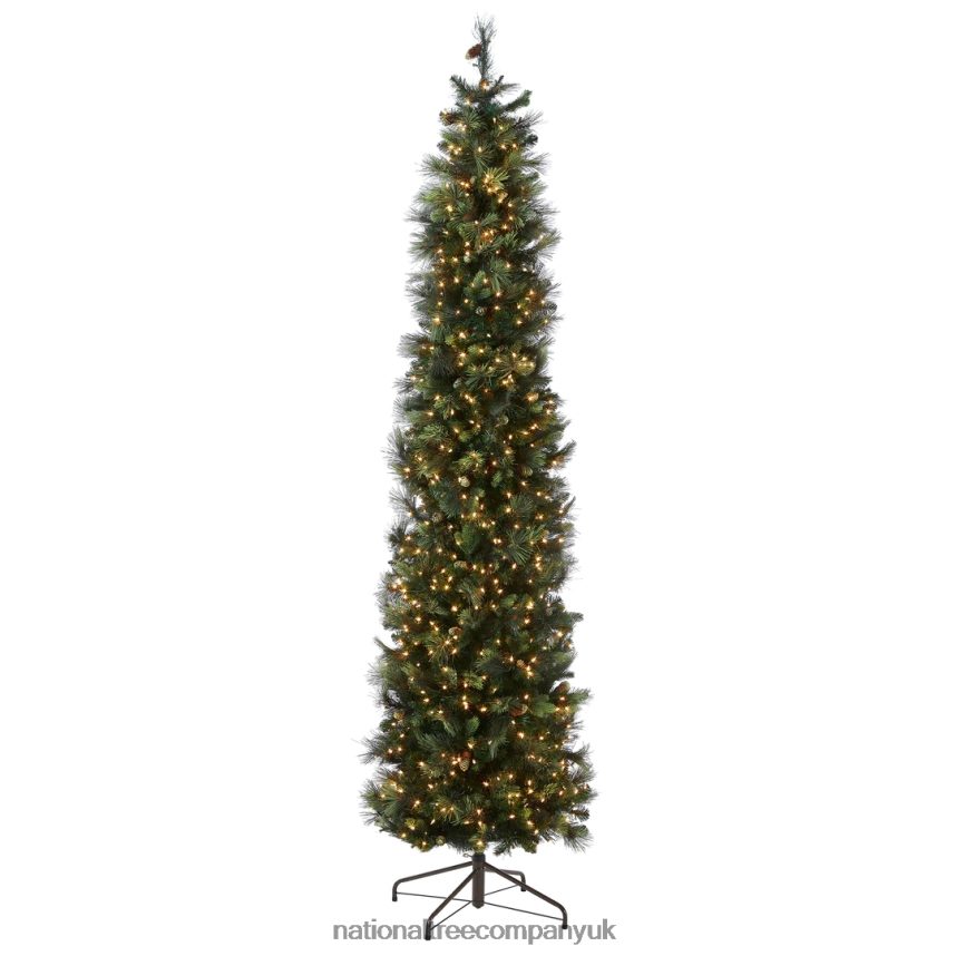 Trees | National Tree Company Pre-Lit \Feel Real\ Artificial Giant Christmas Tree Green Carolina Pine White Lights Flocked with Pine Cones Includes Stand 10 feet F2L4F160